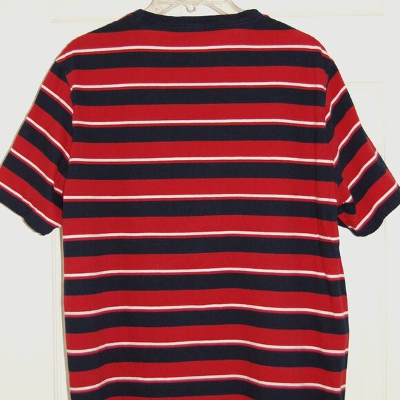 Old Navy Cotton Tee, Men L (44" Bust); Red, Black, & White Striped - Picture 3 of 5